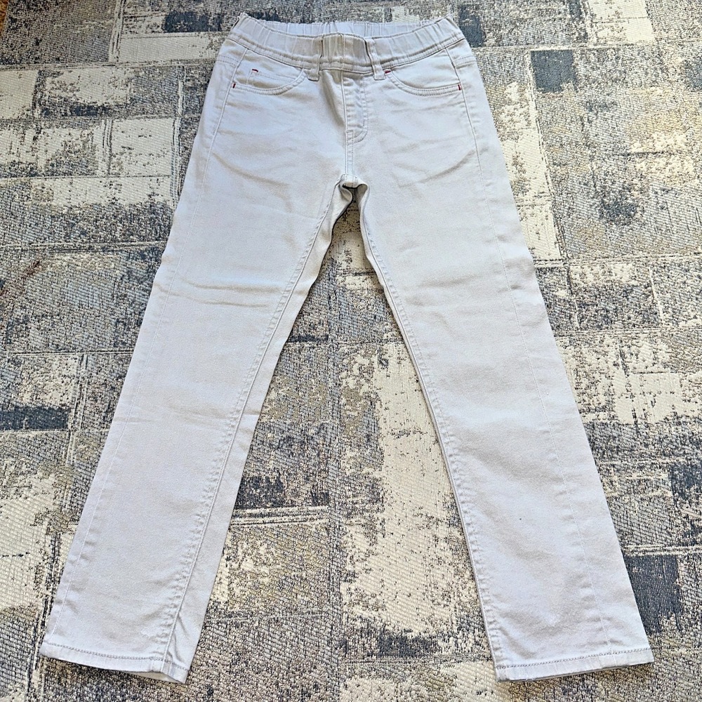 Uniqlo Kids Stretch Denim Pants Boys Girls Size S Light Gray Slim Fit (5-6yo)